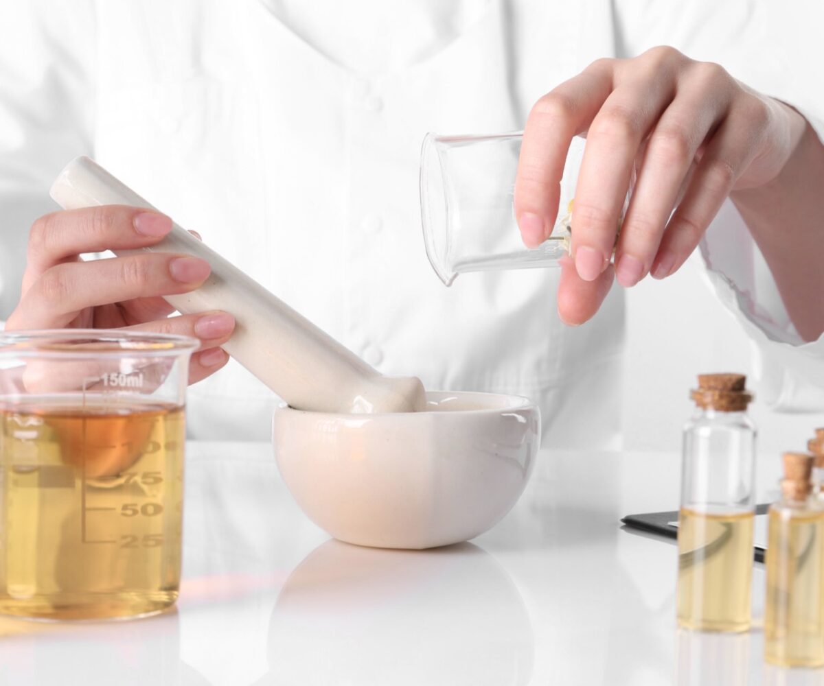 Flavor chemist working at the analytical bench